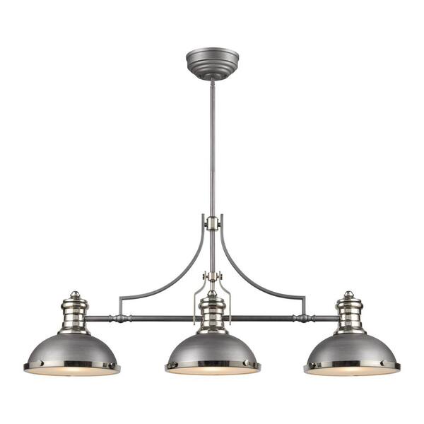 Titan Lighting Cardinal 47 in. Wide 3-Light Weathered Zinc Chandelier ...