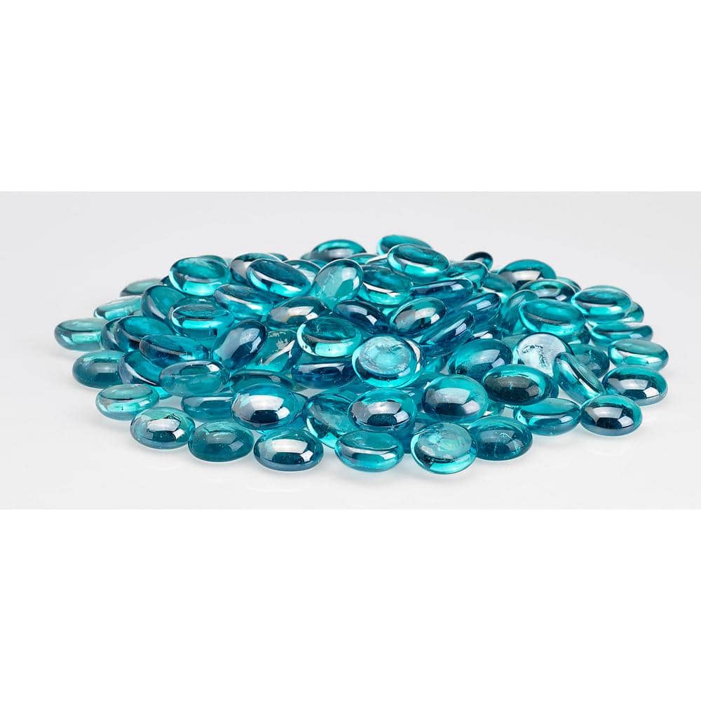 Aqua Blue Luster Decorative Fire Glass Beads, 10 lb Bag