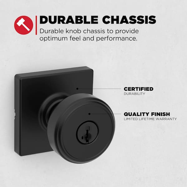 Kwikset Maven Matte Black Square Keyed Entry Knob with Smart Key