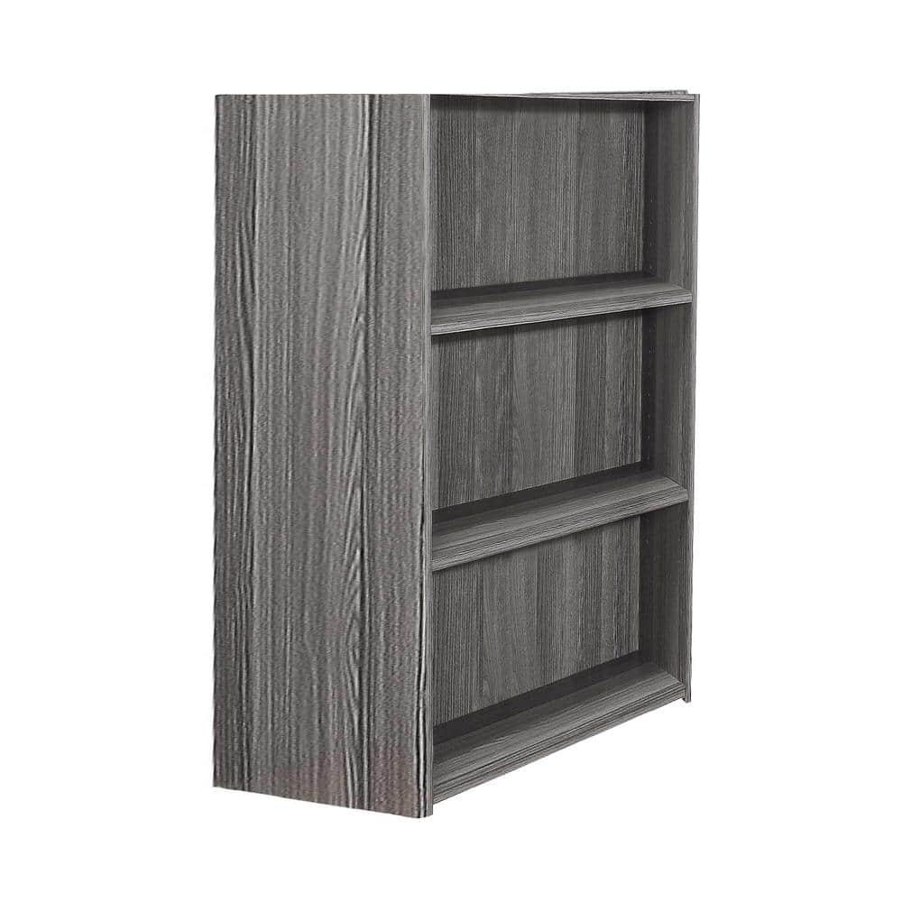 Gray Adjustable Three-Shelf Wood Bookcase