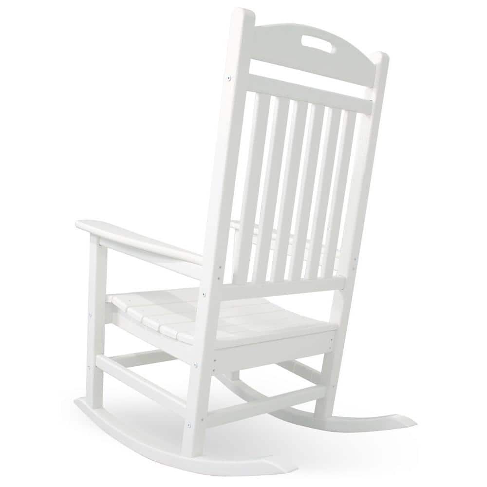Classic White Polywood Outdoor Rocking Chair with Arms