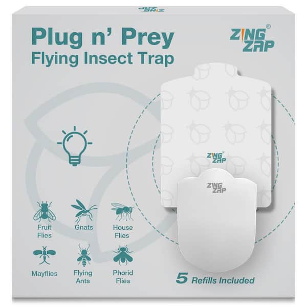 Flying Insect Trap for House Flies, Fruit Flies, Moths and Light-Loving Insects, Plug-in Station Plus 5 Trap Boards