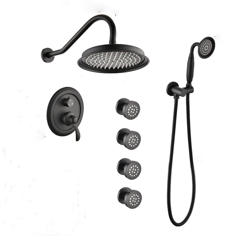 Double Handle 3-Spray Shower Faucet 2.5 GPM with Body Sprays in. Matte Black price history on PriceWatchPro