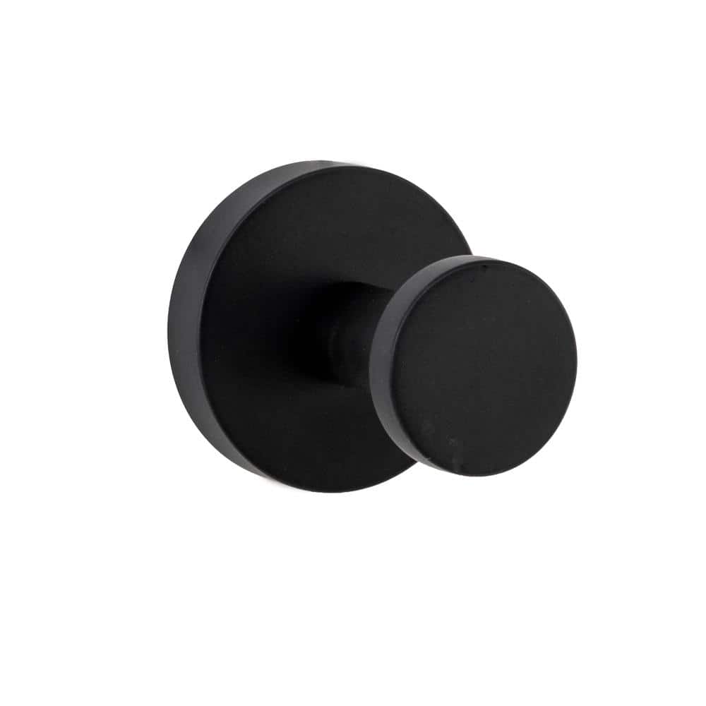 Matte Black Minimalist Brass Robe Hook with Circular Backplate