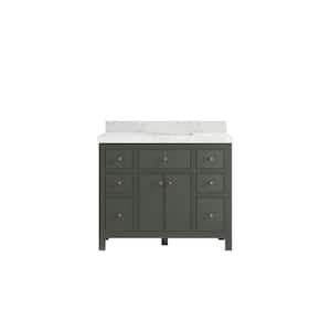 Sonoma 42 in. W x 22 in. D x 36 in. H Bath Vanity in Pewter Green with 2" Calacatta Nuvo Top