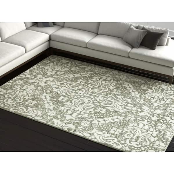 Green 8 x 10 ft. Tufted Floral Rectangle Indoor Area Rug