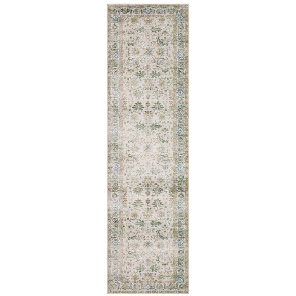 AVERLEY HOME Cascade Gray 2 ft. x 8 ft. Distressed Oriental Persian ...