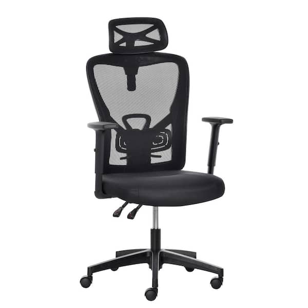 Vinsetto Black, Mesh Home Office Chair High Back Ergonomic Computer Task  Chair with Lumbar Back Support, Rotate Headrest 921-404V80 - The Home Depot