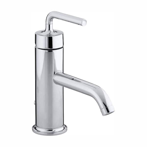 KOHLER Purist Single Hole Single Handle Low-Arc Bathroom Faucet with Straight Lever Handle in Polished Chrome