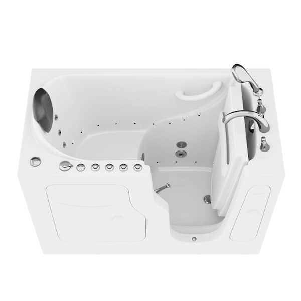 Universal Tubs Safe Premier Series 28 in. L x 53 in. W Right Side Drain Combination Jetted Bathtub in White with Microbubbles Jet