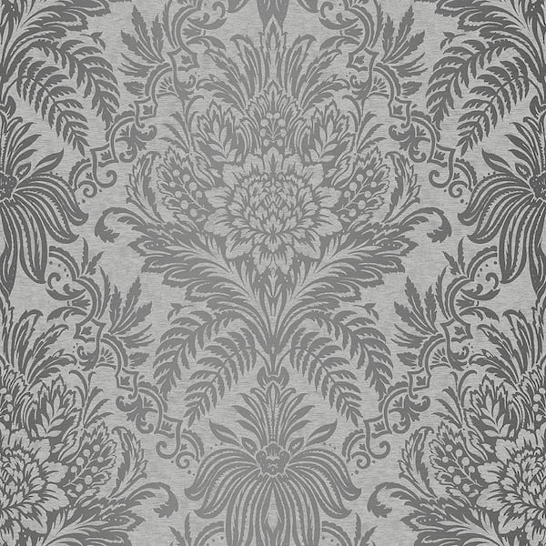 Crown Signature Grey Damask Sample Grey Wallpaper Sample