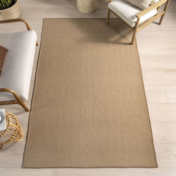 Ainara Solid Handmade Jute Area Natural 5 ft. x 8 ft. Indoor Area Rug