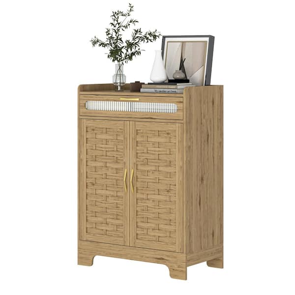 COWLOWN 29.53 in. W x 13.78 in. D x 41.34 in. H Brown Linen Cabinet with 1 Drawer, 2 Doors