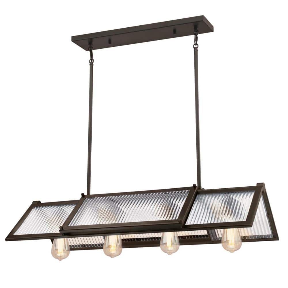 Finn 4-Light Oil Rubbed Bronze Chandelier with Clear Ribbed Glass Shades price history on PriceWatchPro