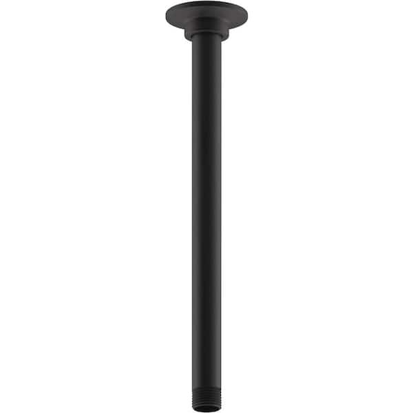 KOHLER 12 in. Ceiling Mount Rainhead Shower Arm and Flange in Matte Black