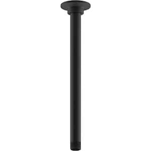 12 in. Ceiling Mount Rainhead Arm and Flange in Matte Black