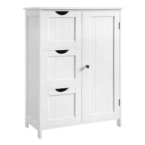 Trraveis 23.6 in. W x 11.8 in. D x 31.9 in. H Freestanding Bathroom Linen Cabinet with 3-Drawers and 1-Door in White