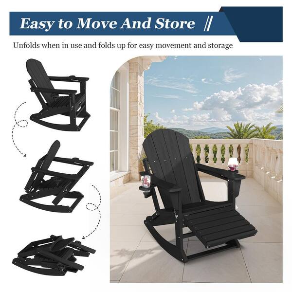 JEAREY 6-in-1 Multi-functional Black Plastic Folding Rocking