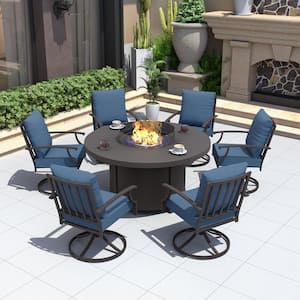 Halmuz 7-Piece Metal Patio Conversation Set with 48 in