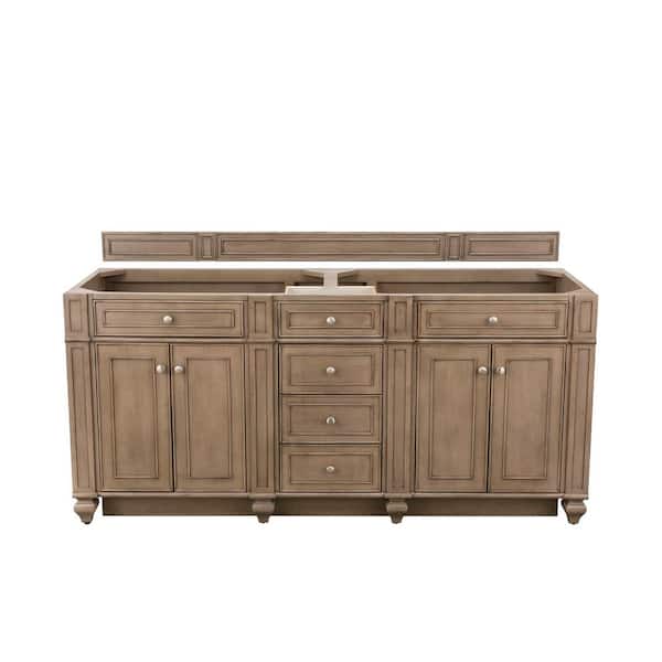 James Martin Vanities Bristol 72 in. W x 22.5 in.D x 32.8 in. H Bath Double Vanity Cabinet Without Top in Whitewashed Walnut