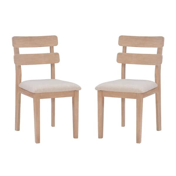 Jenny Natural Fabric Seat Dining Side Chairs Set of 2