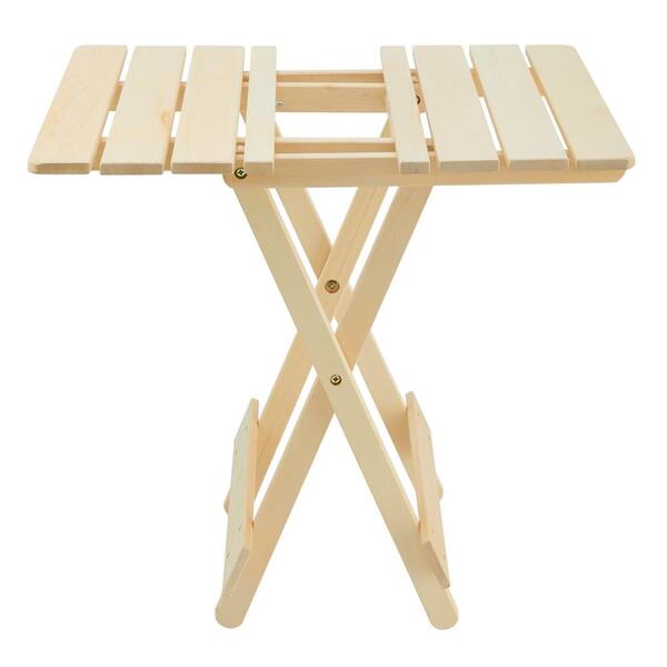 19 in. Folding Square Table Patio Outdoor Solid Wood Table