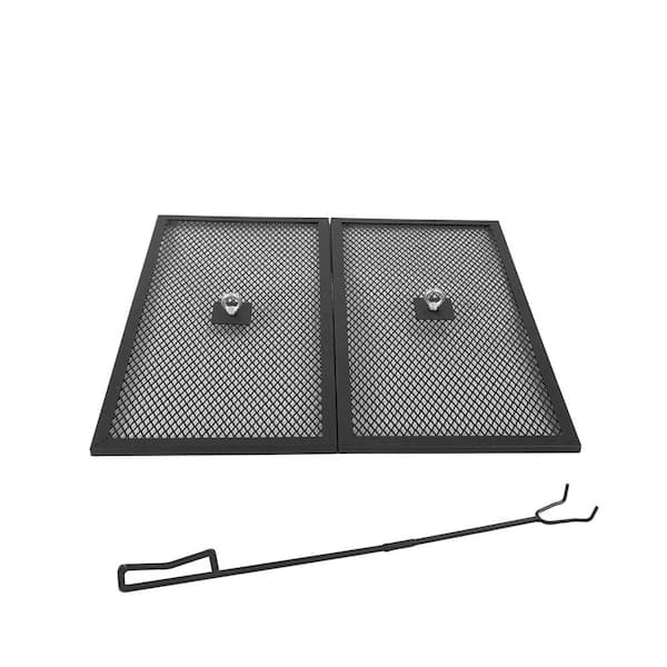 BLUE SKY OUTDOOR LIVING The Mammoth 25.7 in. Steel Square Spark Screens and Screen Lift for Patio Fire Pit