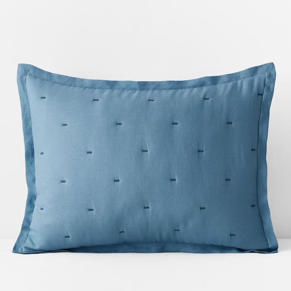 The Company Store Legends Hotel Reversible Relaxed Denim Blue/Blue Linen Standard Sham