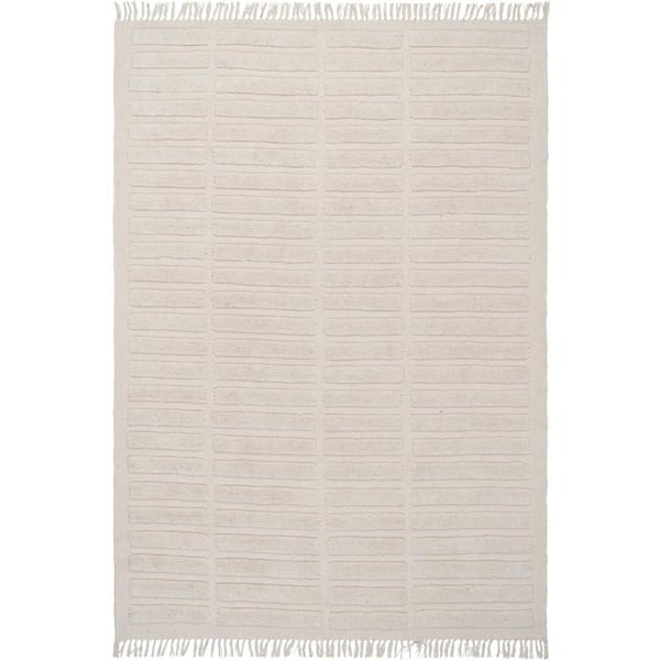 Zavira Solid Mid-Century Modern Area Ivory 6 ft. x 9 ft. Indoor Area Rug