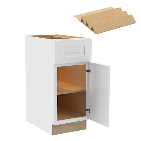 Home Decorators Collection Grayson 15 in. W x 24 in. D x 34.5 in. H Assembled Plywood Base Kitchen Cabinet in Pacific White with Spice Soft Cls LH