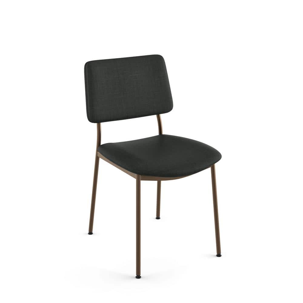 High Back Black Polyester and Bronze Metal Side Chair