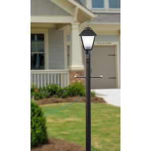 10 ft. Black Outdoor Direct Burial Lamp Post with Cross Arm and Auto Dusk-Dawn Photocell fits 3 in. Post Top Fixtures