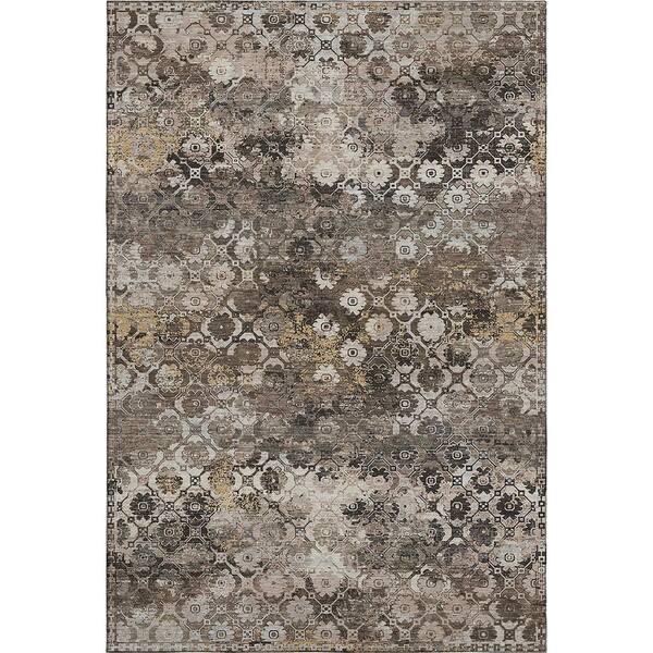 Mayfield Premium Machine Washable Abstract AMF2433 Brown 10 ft. x 14 ft. Area Rug