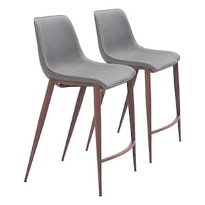 Magnus 25.8 in. Solid Back Plywood Frame Counter Stool with Faux Leather Seat - (Set of 2)