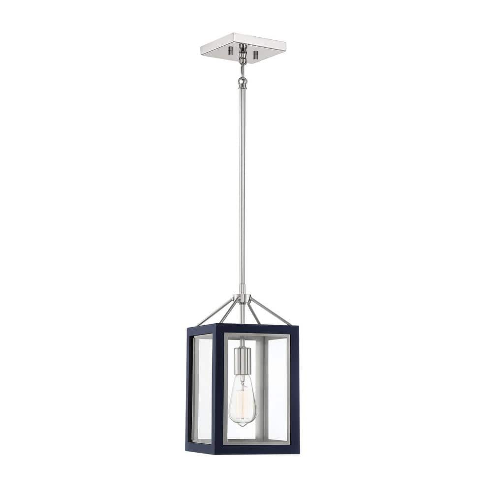 Carlton 1-Light Navy with Polished Nickel Accents Shaded Pendant Light price history on PriceWatchPro