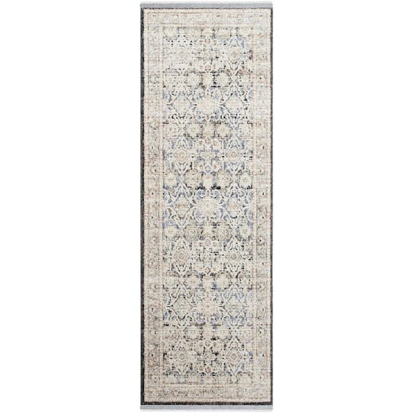 Livabliss Rivaldo Gray/Multi-color Oriental 3 ft. x 8 ft. Indoor Runner Area Rug