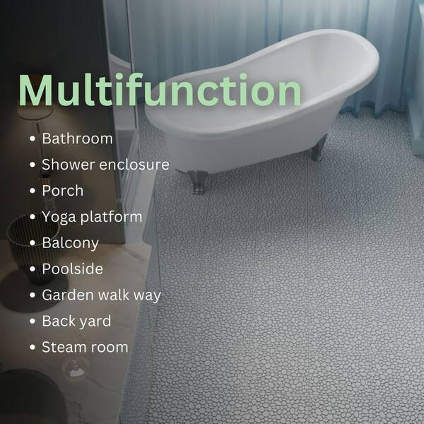 LIVIZA 1 ft. x 1 ft. Anti-Slip Plastic Deck Tile in Gray (60-Piece), Pebble Stone Pattern