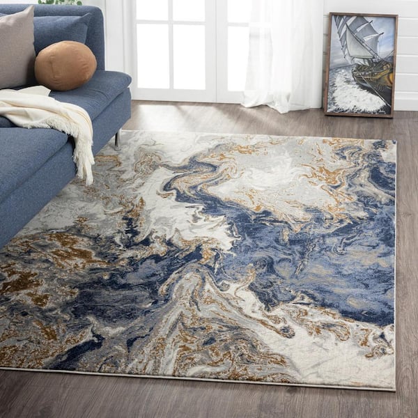 Modern Abstract Rug 2X3 Door Mat Cream Gold Faded for Living Room Bedroom  Home a