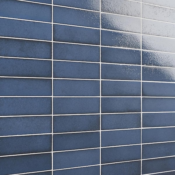 Vibe Blue Steel 2.36 in. x 7.87 in. Glossy Lava Stone Cement Subway Wall  Tile (3.88 sq. ft./Case)