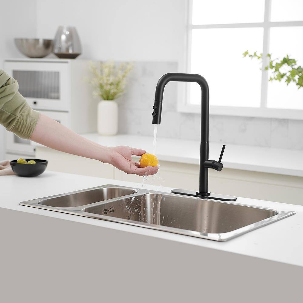 Matte Black Nickel Mid-Arc Pull-Out Spray Kitchen Faucet