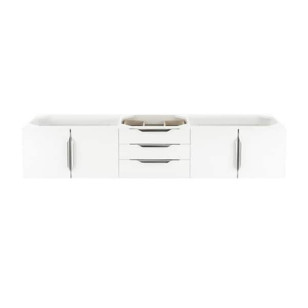 James Martin Vanities Columbia 72.5 in. W x 18.8 in. D x 14.5 in. H Double Bath Vanity Cabinet without Top in Glossy White
