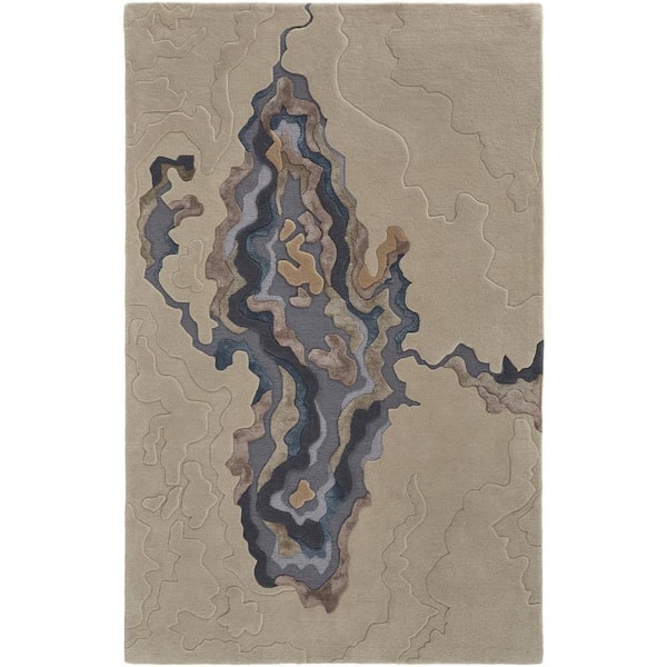 HomeRoots 9 x 12 Tan, Brown Abstract Area Rug