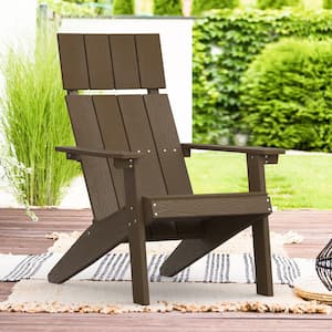 Gaia Traditional Curveback Slate Coffee Brown Plastic Patio Adirondack Chair Outdoor Plastic Chairs