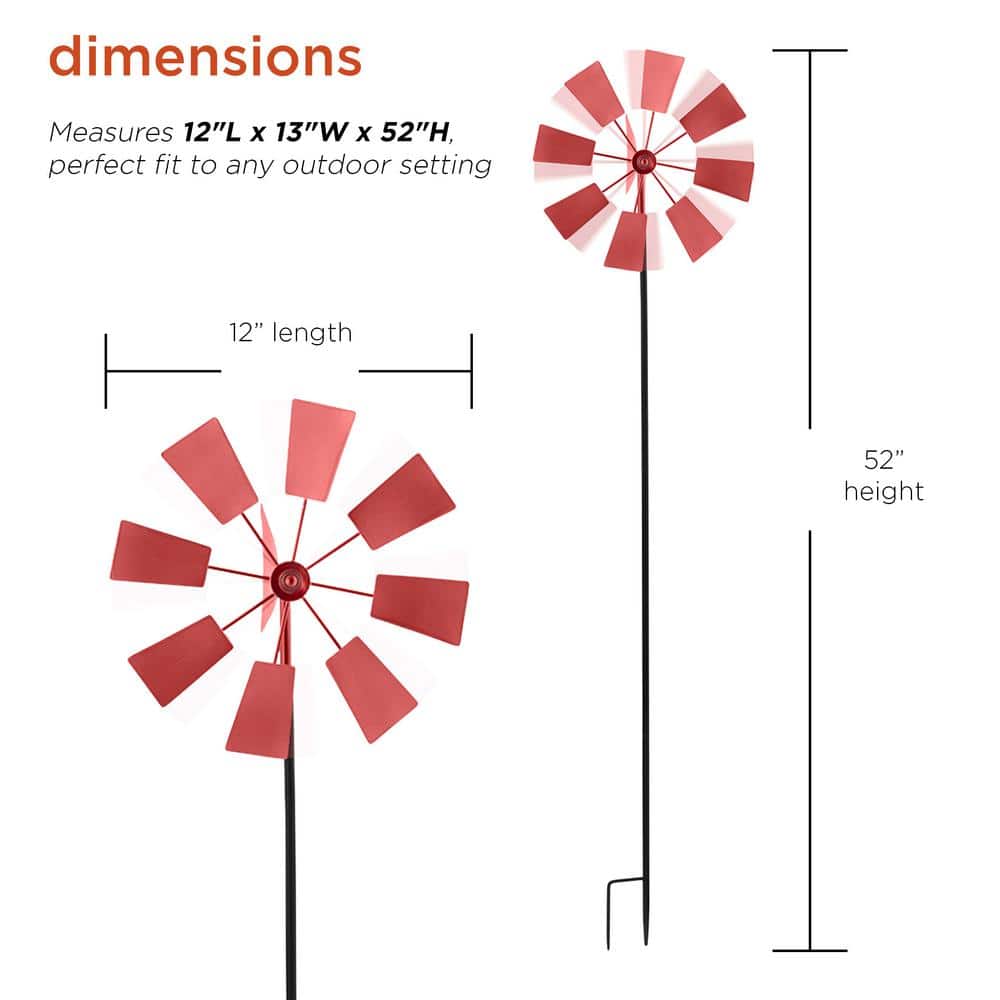 Rustic Red 52" Metal Windmill Garden Stake