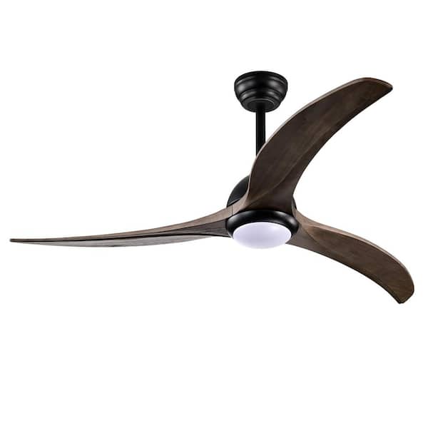 52 in. Matte Black Indoor Outdoor Standard Ceiling Fan with Blades, LED Light, 6-Speed DC Motor, Remote, Downrod Mount