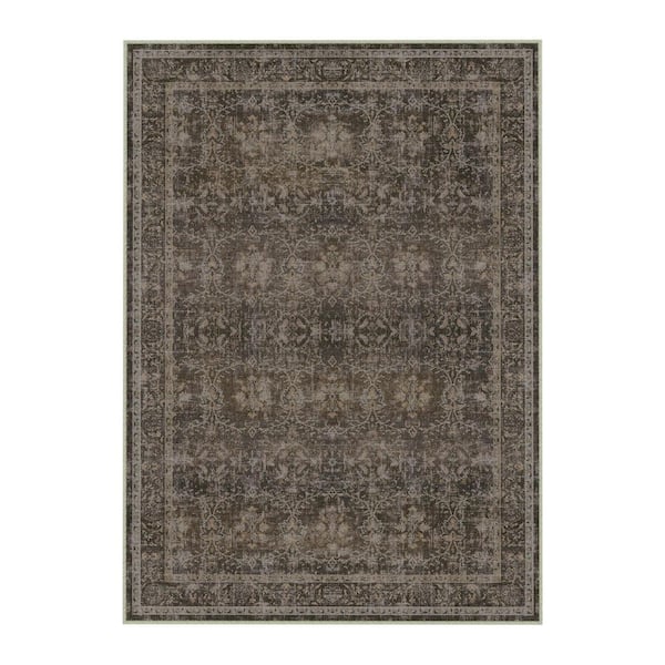 Rose Garden Brown Vintage Distressed 8 ft. x 10 ft. All Over Design Area Rug