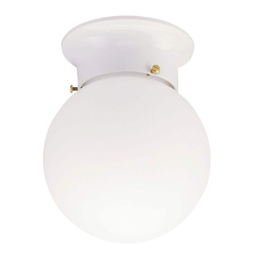 Minimalist White Glass Globe Flush Mount Ceiling Light