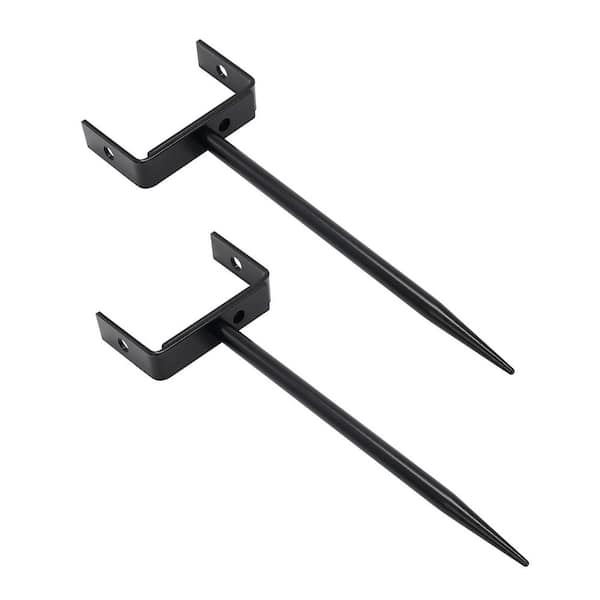 10 in. Black High-Strength Rustproof Downspout Bracket, Heavy-Duty Galvanized Iron Coating, Adjustable Size (2-Pack)
