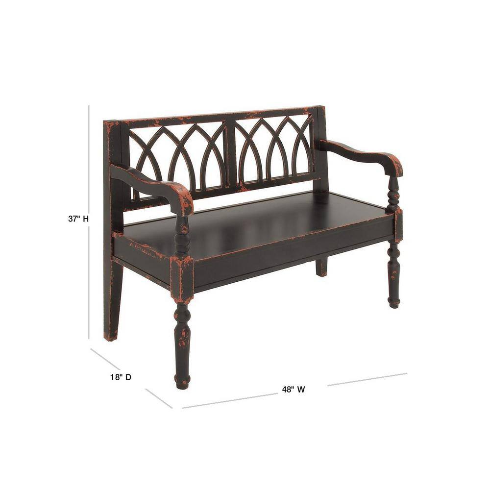Natural Finish Dark Brown Wood Bench 48"W, 37"H