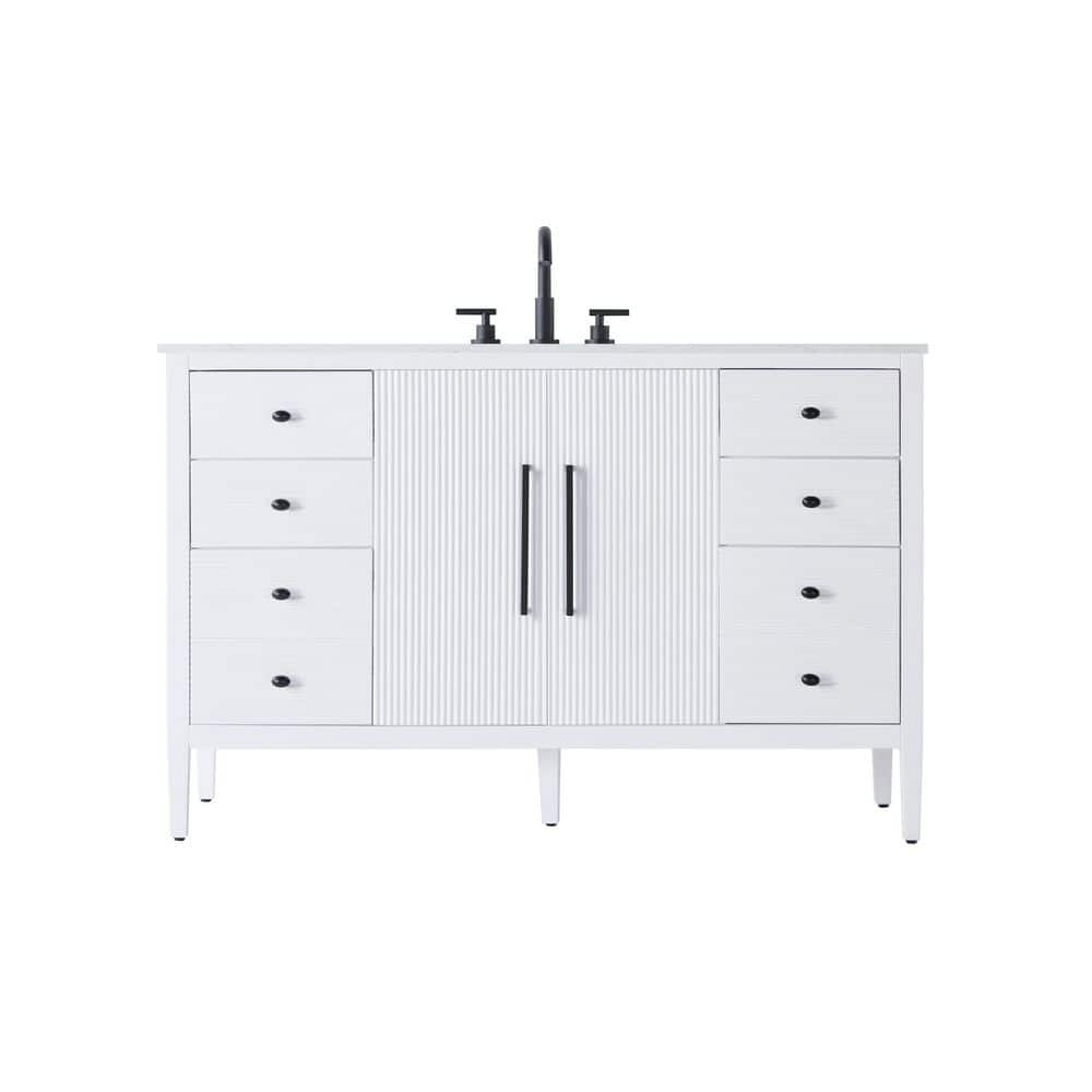 54 in. Single Sink White Bath Vanity with White Engineered Marble Top price history on PriceWatchPro